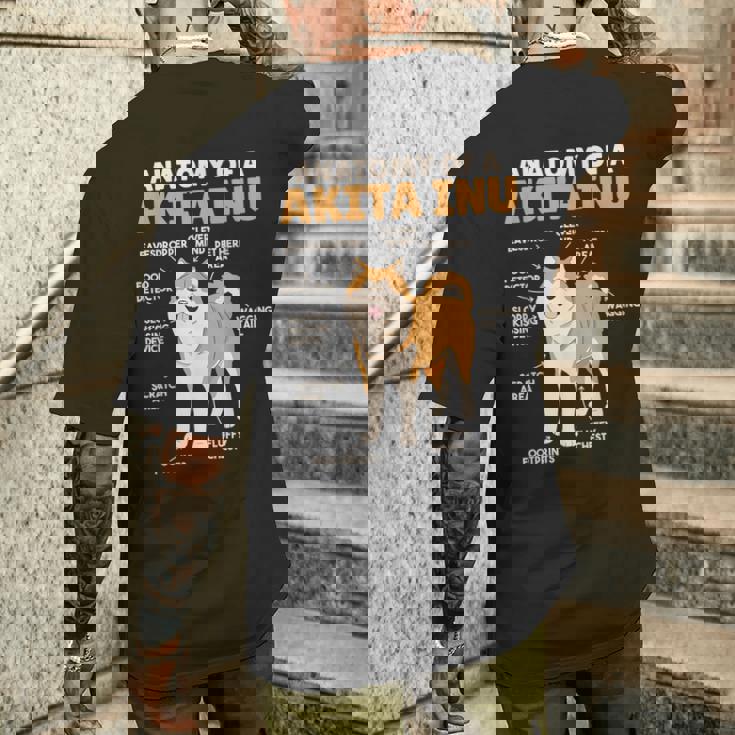 秋田犬 解剖学 甘い説明 秋田犬 メンズTシャツ バックプリント 彼への贈り物