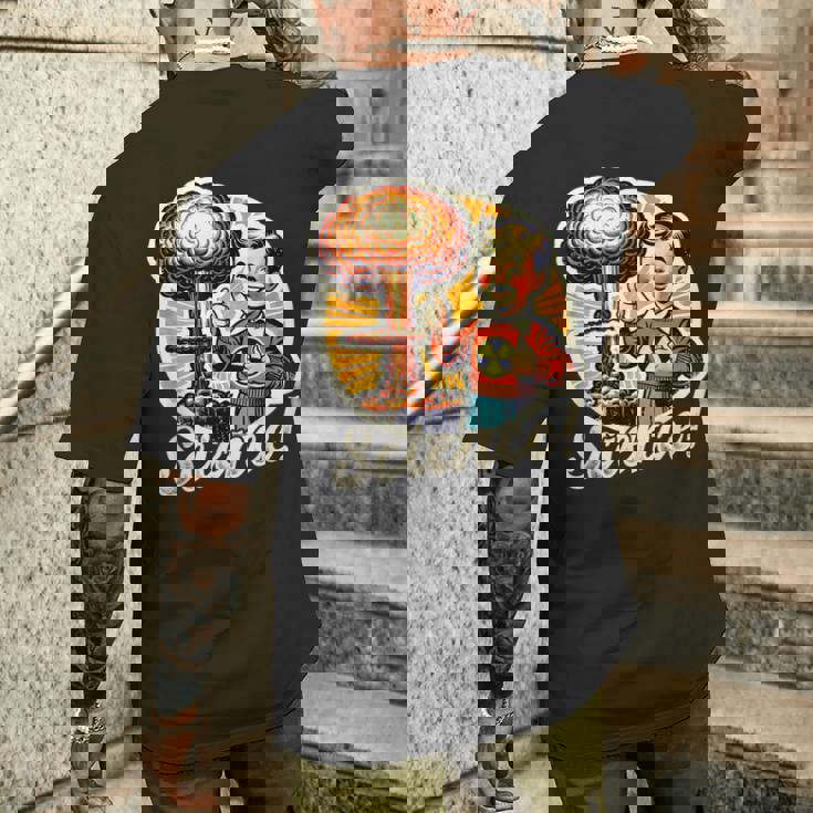 科学 核 原爆 爆発 レトロ 面白い 言葉 メンズTシャツ バックプリント 彼への贈り物