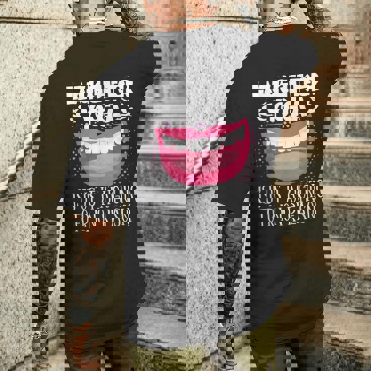 笑いヨガは理由もなくただ笑うだけの瞑想 メンズTシャツ バックプリント 彼への贈り物