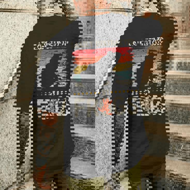 簡単に気を散らせるカエルのヴィンテージなカエル愛好家。 メンズTシャツ バックプリント 彼への贈り物