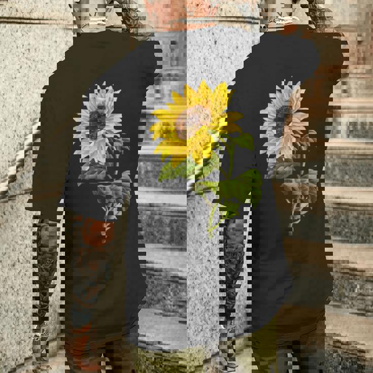 素敵なかわいいヒマワリの植物の花のアートワーク メンズTシャツ バックプリント 彼への贈り物