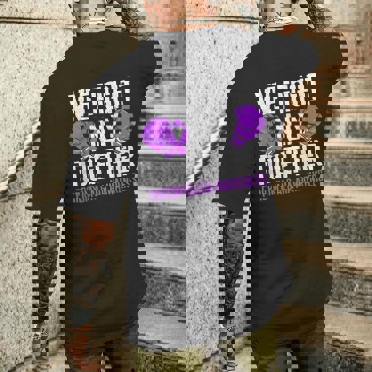 線維筋痛症啓発 パープルリボン We Fightonly Together メンズTシャツ バックプリント 彼への贈り物