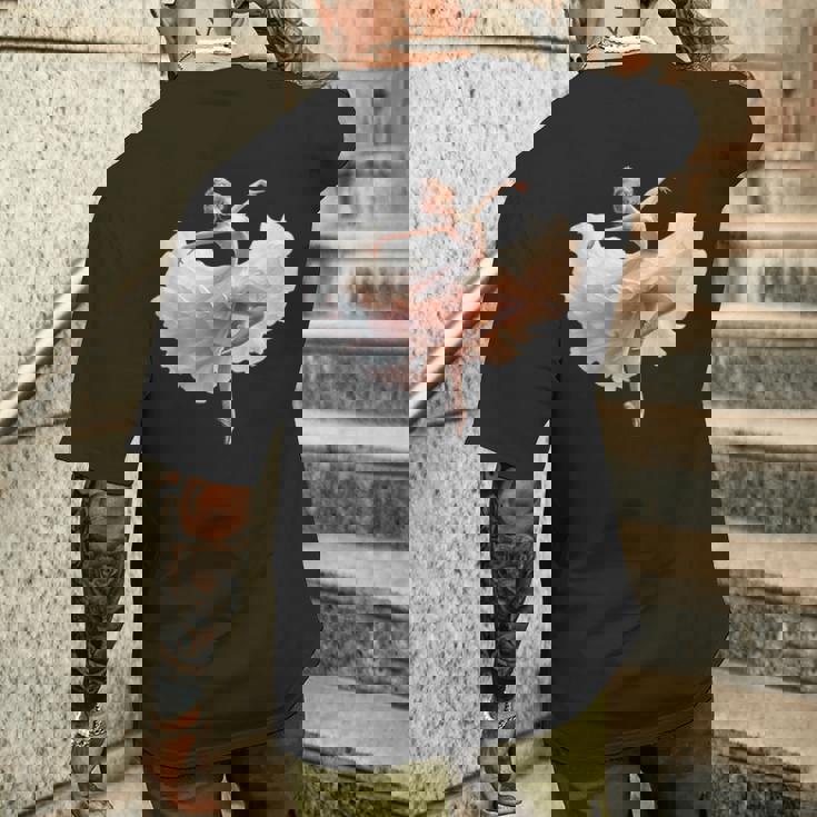 美しいバレリーナガール ダンシングバレエ水彩画 メンズTシャツ バックプリント 彼への贈り物