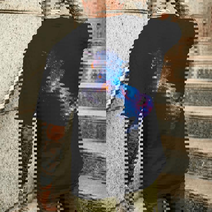 美的シルエット 夢のような宇宙 銀河 ユニコーン メンズTシャツ バックプリント 彼への贈り物