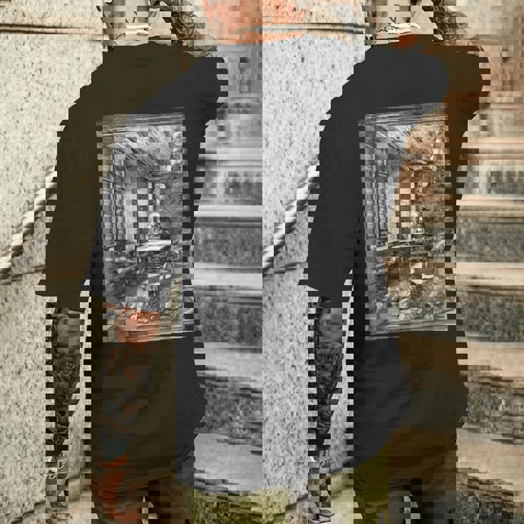 聖ジェロームの研究 アルブレヒト・デューラー ゴシック中世美術 メンズTシャツ バックプリント 彼への贈り物