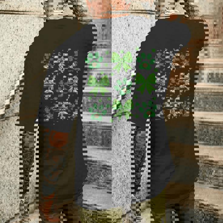 聖パトリックの日 犬 猫 コケット リボン シャムロック 聖パトリック メンズTシャツ バックプリント 彼への贈り物