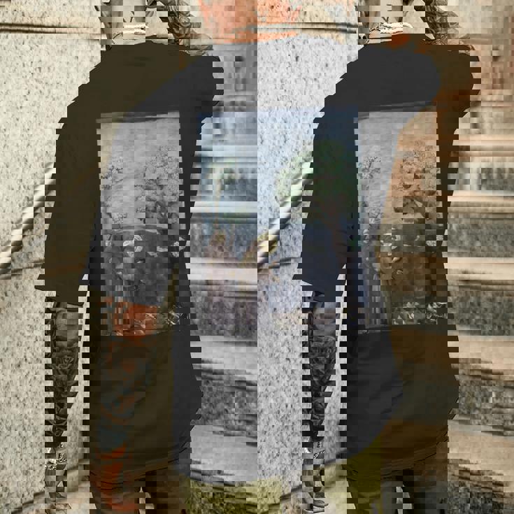 聖フランシスコ 鳥への説教 ジョット作 1299 メンズTシャツ バックプリント 彼への贈り物