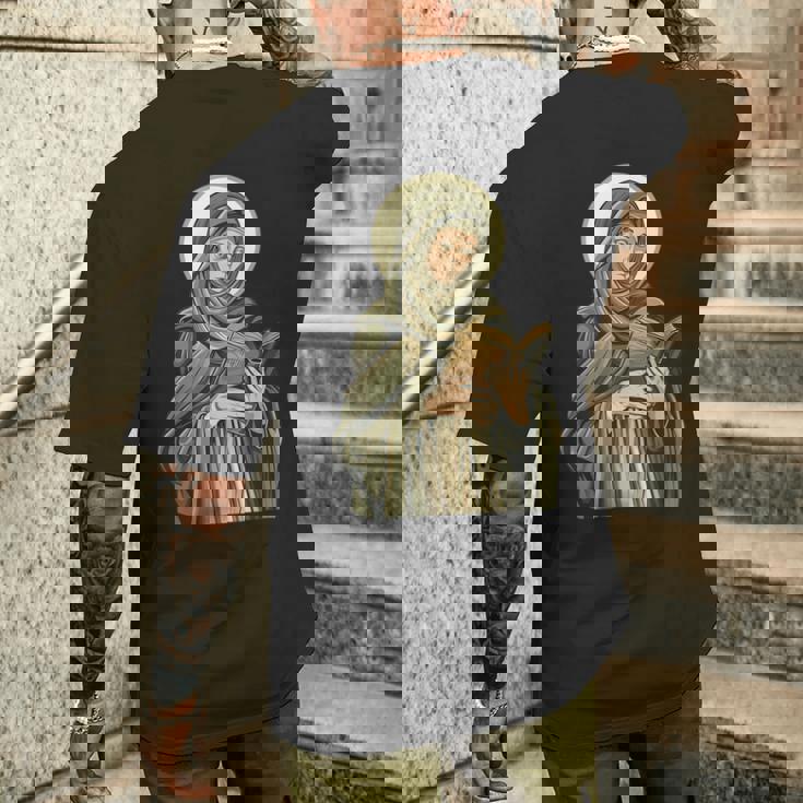 聖ブリジッド オブ キルデア ホールディング A バイブル メンズTシャツ バックプリント 彼への贈り物