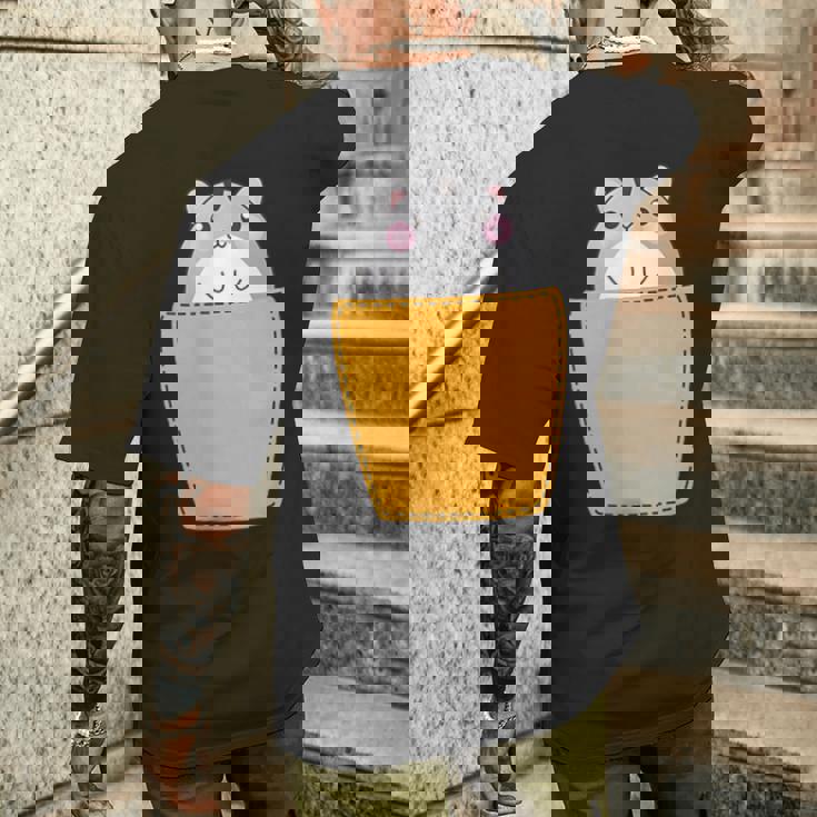 胸ポケットにハムスター メンズTシャツ バックプリント 彼への贈り物