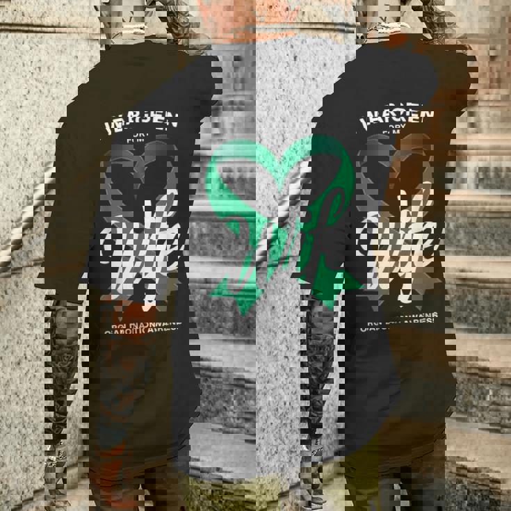 臓器提供者 グリーンリボン 臓器提供啓発 メンズTシャツ バックプリント 彼への贈り物