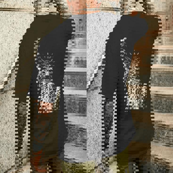 自由の女神猫 Nycプライド メンズTシャツ バックプリント 彼への贈り物