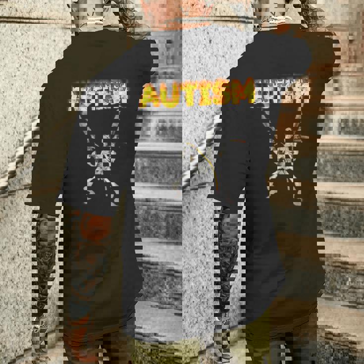 自閉症スケルトンミーム メンズTシャツ バックプリント 彼への贈り物