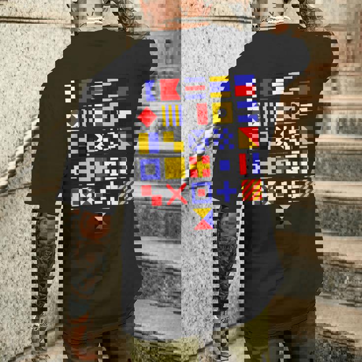 航海旗 アルファベット 国際海上信号旗 メンズTシャツ バックプリント 彼への贈り物