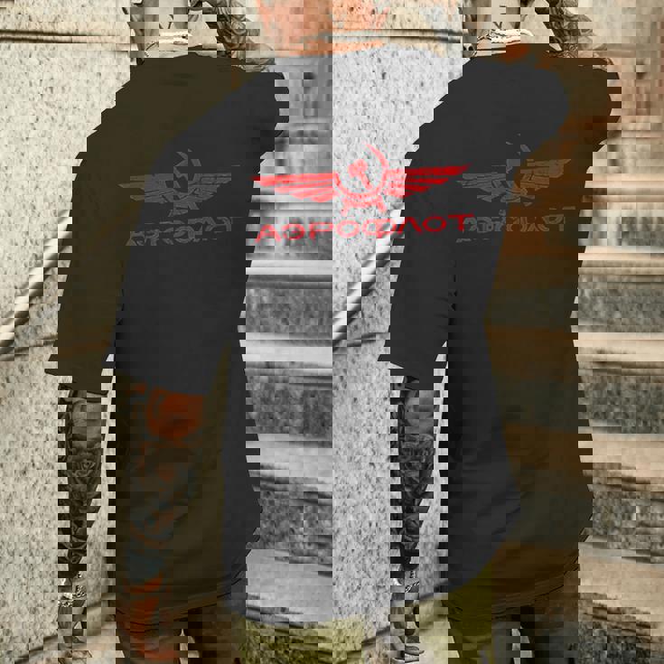 航空ソビエト連邦キリリック、ハンマーと鎌付き メンズTシャツ バックプリント 彼への贈り物