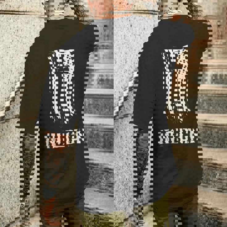 英国国教会 英国国教会 アメリカ国旗 英国国教会パトリオットデザイン メンズTシャツ バックプリント 彼への贈り物