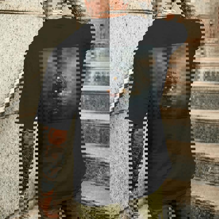 蒸気機関車 鉄道 機関車 ギフト 蒸気機関車 メンズTシャツ バックプリント 彼への贈り物