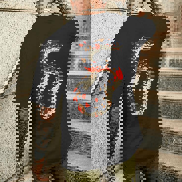 蛇 動物 モチーフ アート 蛇 メンズTシャツ バックプリント 彼への贈り物