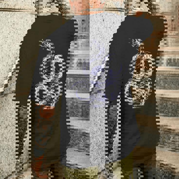 蛇蛇スリザリングブラックワーク メンズTシャツ バックプリント 彼への贈り物