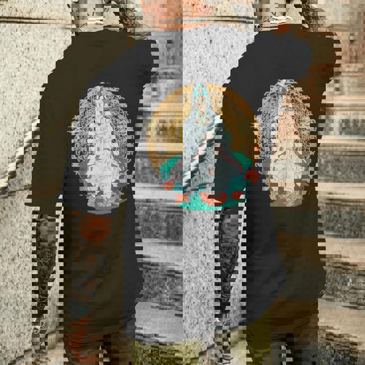 観音菩薩 観音陰仏教 アジアン仏教 メンズTシャツ バックプリント 彼への贈り物