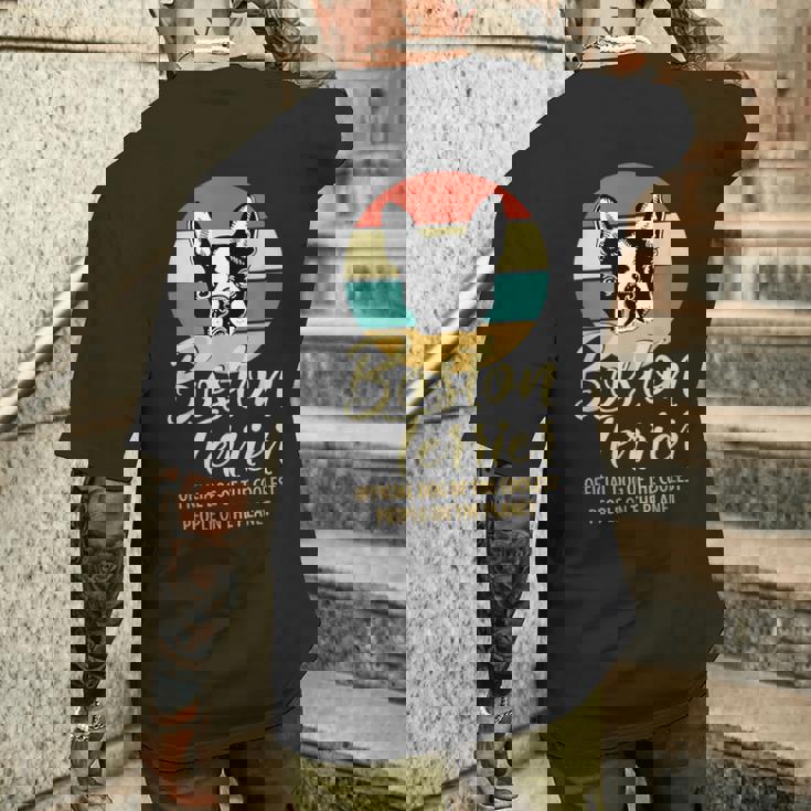 誇り高きボストンテリア オーナーシャツ、ボストンテリア 子犬 メンズTシャツ バックプリント 彼への贈り物