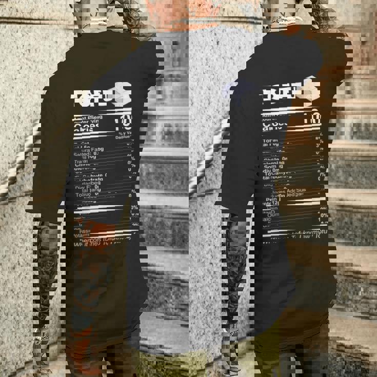 豆腐栄養成分 おもしろ食品 ビーガン ベジタリアンプロテイン メンズTシャツ バックプリント 彼への贈り物