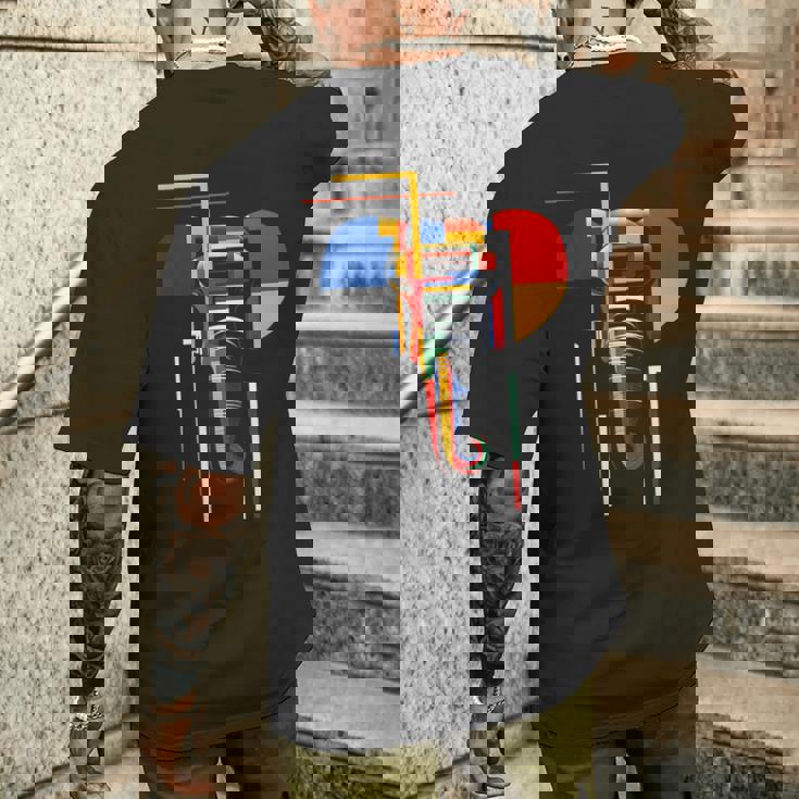 象 抽象 動物 アート 幾何学模様 グラフィック 象 メンズTシャツ バックプリント 彼への贈り物