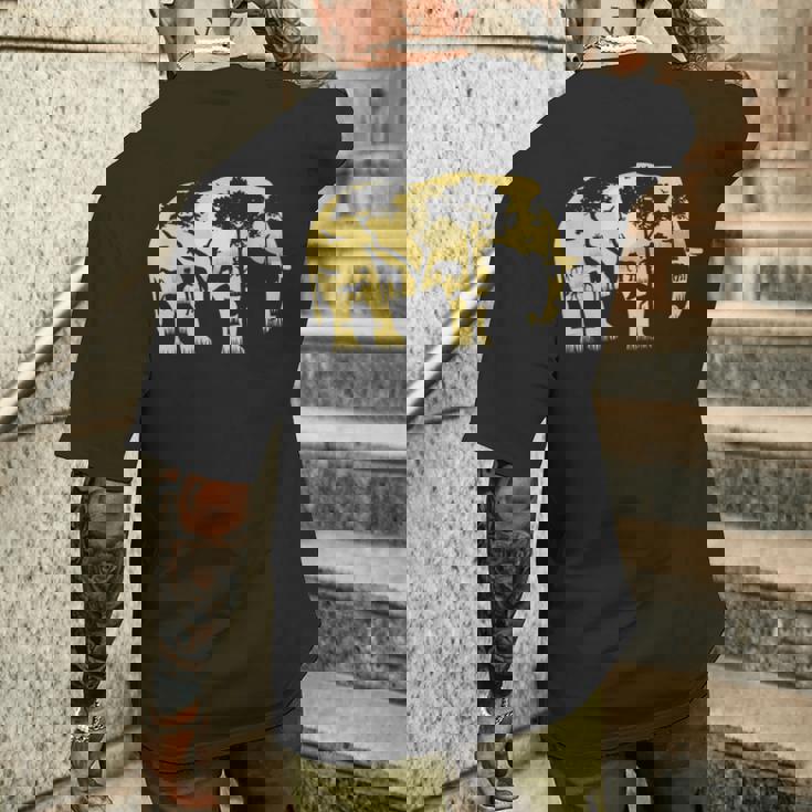 象の贈り物野生生物保護動物園動物動物学アフリカ メンズTシャツ バックプリント 彼への贈り物