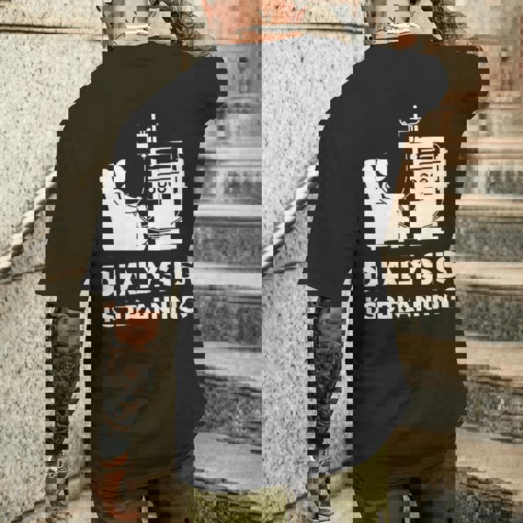 透析tシャツ 透析患者用 透析は排水 メンズTシャツ バックプリント 彼への贈り物