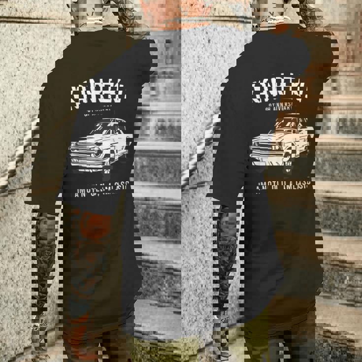 還暦祝い 車好き お父さん 男性 父の日 クラシックカー 60歳 I'm Not Old I'm Classic メンズTシャツ バックプリント 彼への贈り物