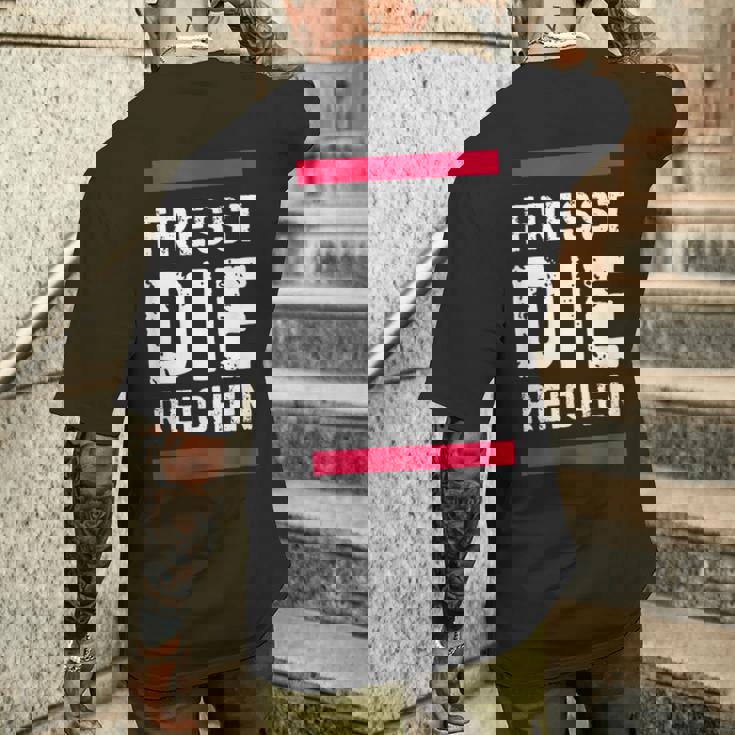 金持ちを食べて金持ちを食べろ メンズTシャツ バックプリント 彼への贈り物