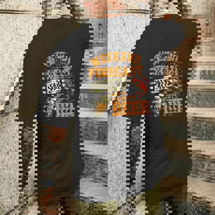 釣り人のための面白い釣りとビールの週末予報 メンズTシャツ バックプリント 彼への贈り物