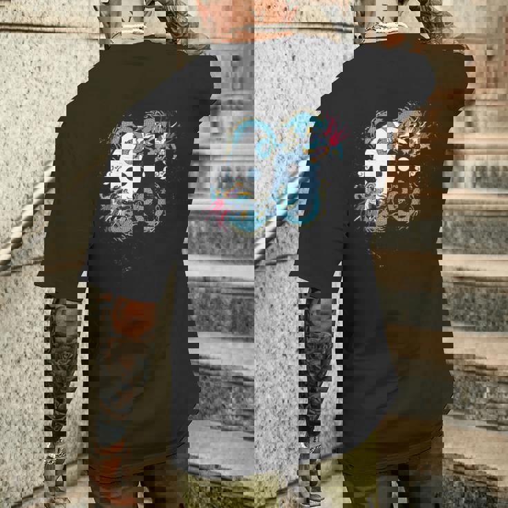 陰陽 太極竜デザイン 瞑想用 太極拳 メンズTシャツ バックプリント 彼への贈り物