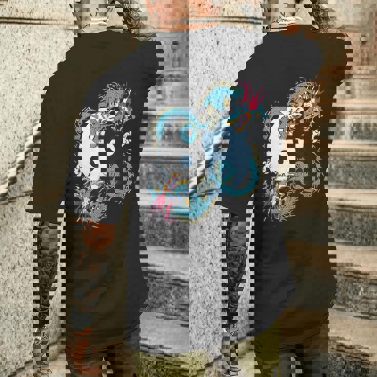 陰陽太極拳ドラゴンデザイン 瞑想用 太極拳 メンズTシャツ バックプリント 彼への贈り物