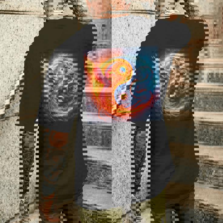 陰陽鳳凰と日本龍 メンズTシャツ バックプリント 彼への贈り物