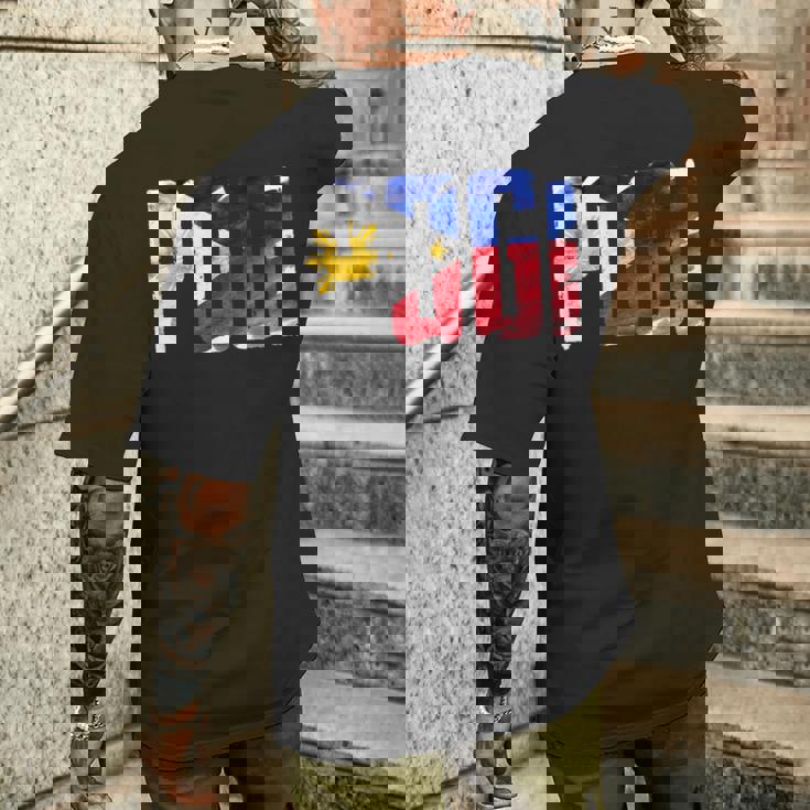 陽気なポギ タガログ語 ピノイ ステートメント フィリピン国旗 メンズTシャツ バックプリント 彼への贈り物