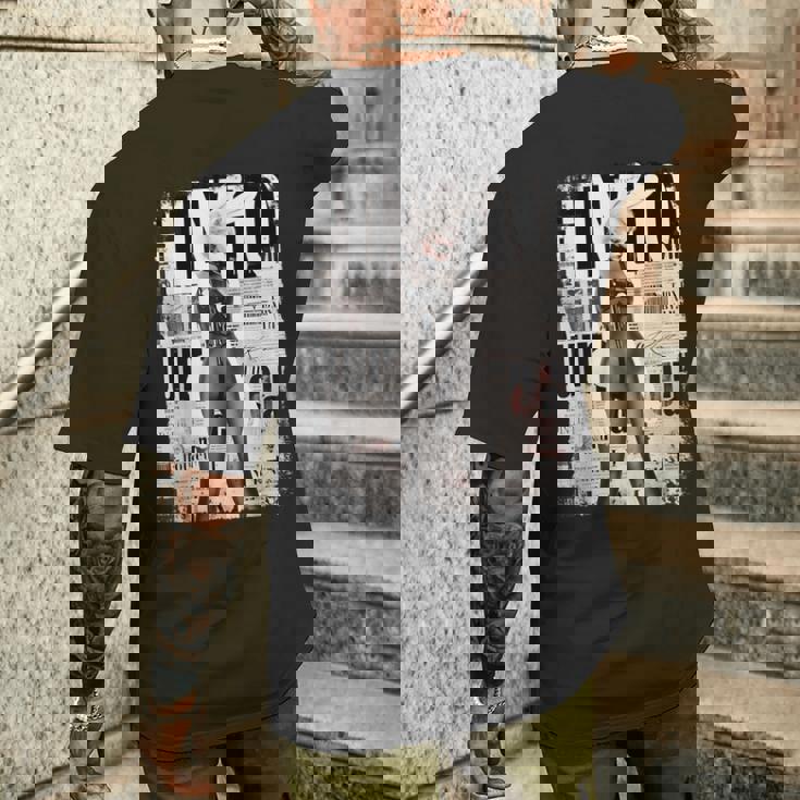 雑誌の表紙ヴィンテージガールバニーコラージュセクシーモデルピンナップ メンズTシャツ バックプリント 彼への贈り物