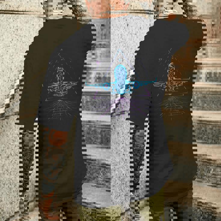 離陸 航空 フライト 未来的 飛行機 パイロット メンズTシャツ バックプリント 彼への贈り物