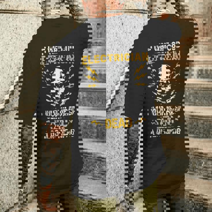 メンズ 電気工事士 電気 おもしろ電気工事士 メンズTシャツ バックプリント 彼への贈り物