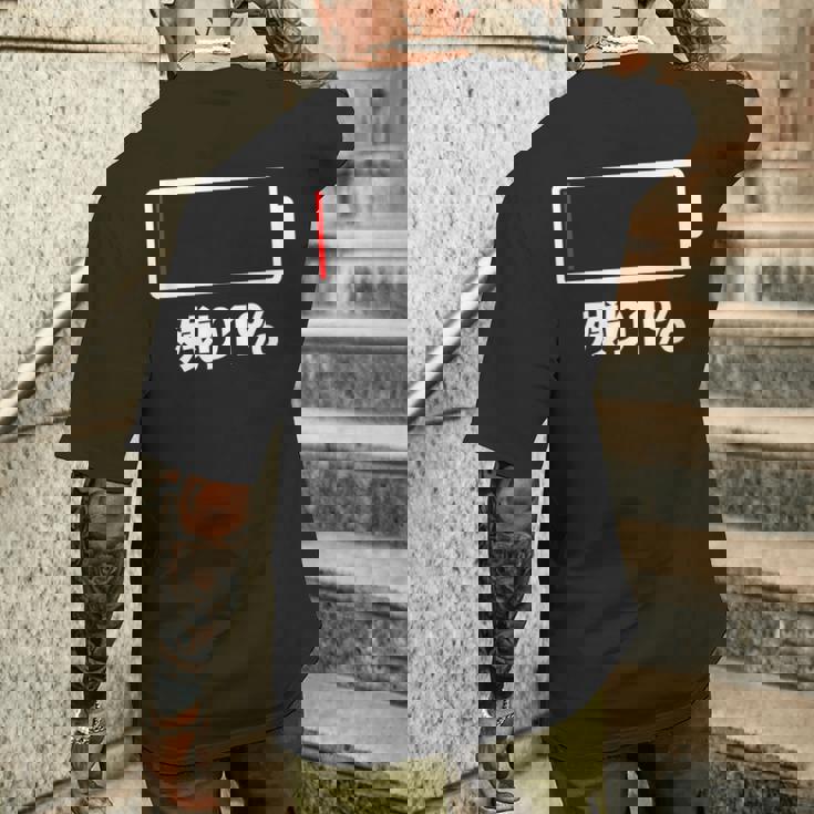 電池【残り1】バッテリー 電池切れ おもしろ 面白い ギャグ ネタ ウケ狙い 笑える ユーモア お笑い 個性的な メンズTシャツ バックプリント 彼への贈り物