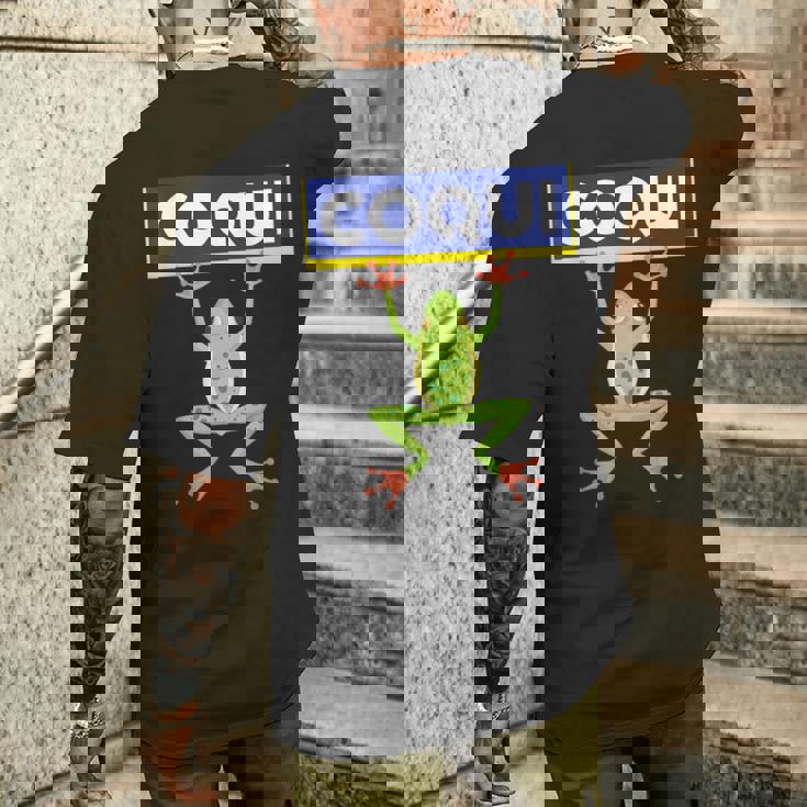 面白い コキ カエル 食べ物 プエルトリコ ゴヤ ラテン コミダ ボリクア メンズTシャツ バックプリント 彼への贈り物