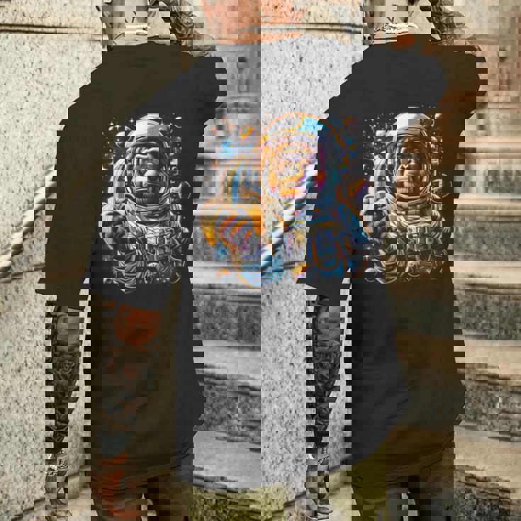 面白い サイケデリック 猿 宇宙飛行士 グラフィック メンズ メンズTシャツ バックプリント 彼への贈り物