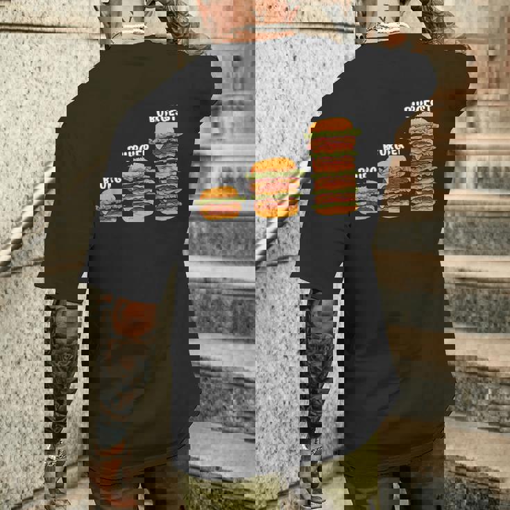 面白い バーグ バーガー バージェスト バーガー ハンバーガー チーズバーガー メンズTシャツ バックプリント 彼への贈り物