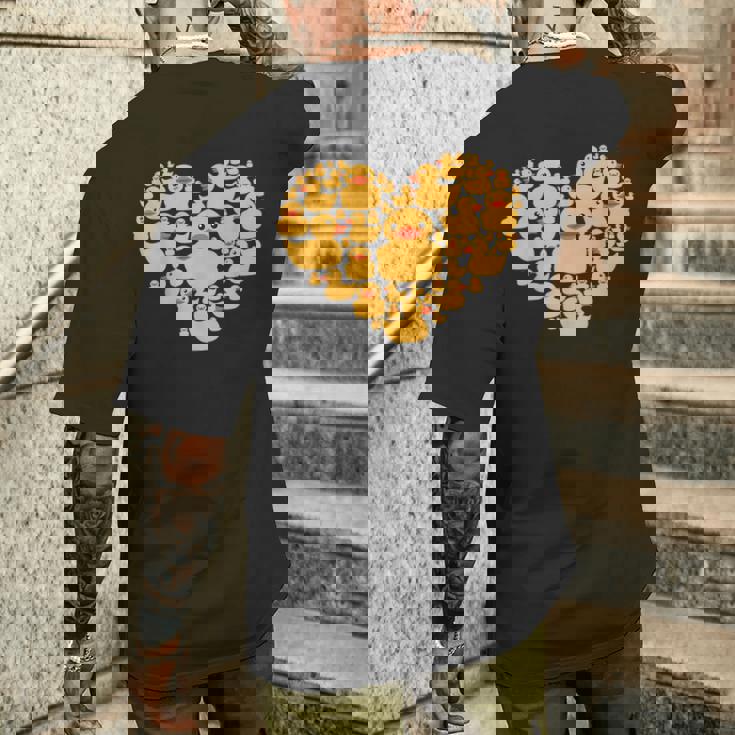 面白い ラバーダック ギフト メンズ レディース クールラバー アヒル ハート メンズTシャツ バックプリント 彼への贈り物