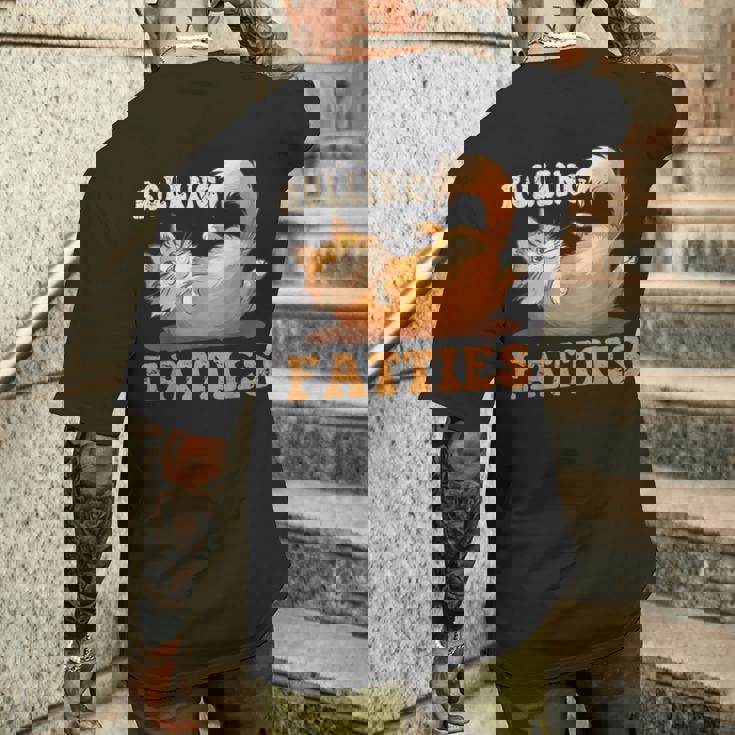 面白い 猫 ローリング ファティ 男女兼用 猫 メンズTシャツ バックプリント 彼への贈り物