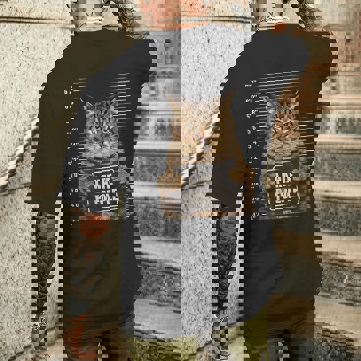 面白い 逮捕された犯罪者猫 マグショット I Hate People Cat Lover メンズTシャツ バックプリント 彼への贈り物