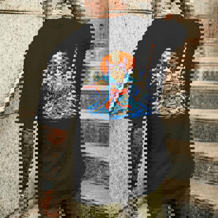 面白いtシャツ キャバリア 浮世絵 イヌ わんこ メンズ 犬好き グッズ おもしろ 面白い 服 ネタ わんこ メンズTシャツ バックプリント 彼への贈り物