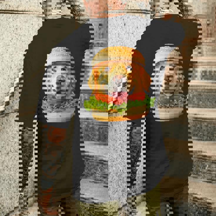 面白いtシャツ ゴールデンレトリバー 犬 ハンバーガー メンズ グッズ かわいい おもしろ 面白い 服 ネタ メンズTシャツ バックプリント 彼への贈り物