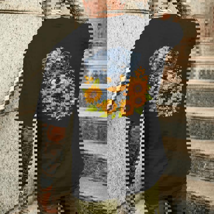 面白いtシャツ シュナウザー ひまわり イヌ メンズ 好き グッズ かわいい おもしろ 面白い 服 ネタ メンズTシャツ バックプリント 彼への贈り物