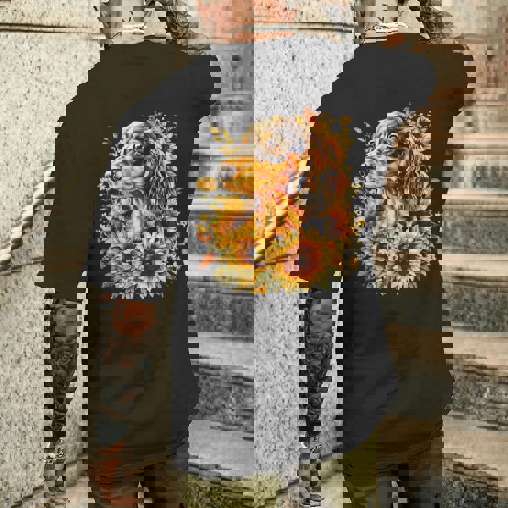 面白いtシャツ ダックスフンド ひまわり わんこ メンズ グッズ かわいい おもしろ 面白い 服 ネタ メンズTシャツ バックプリント 彼への贈り物