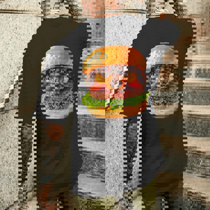 面白いtシャツ ダックスフンド 犬 ハンバーガー メンズ グッズ かわいい おもしろ 面白い 服 ネタ メンズTシャツ バックプリント 彼への贈り物